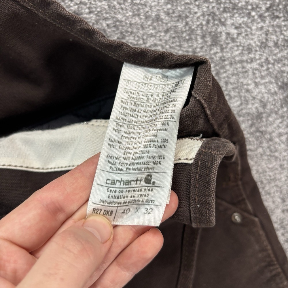 Vintage‎ Carhartt Bib Overalls Mens 40x32 Brown Canvas Quilted Insulated R27 DKB - Picture 11 of 14